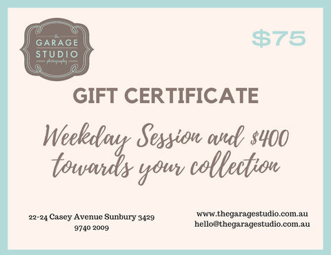 The Garage Studio Weekday Photoshoot Session Gift Certificate