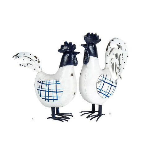 GLAMOROUS BLUE & WHITE ROOSTER & CHOOK