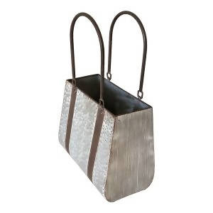 Galv w/Rust Straps Handbag Planter 30x16x25-45cm Large